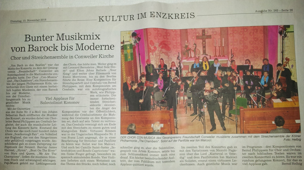 Pforzheimer Kurier 15.11.2016 mit freundlicher Genehmigung: Bernd Helbig
